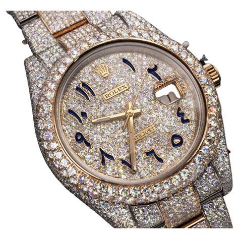 iced out rolex arabic numbers|frostnyc Rolex iced out.